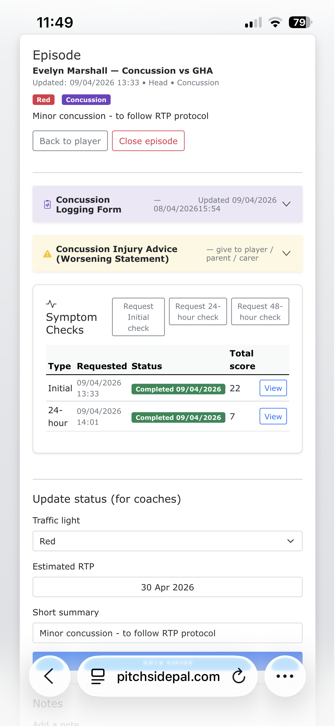 Concussion Tracking